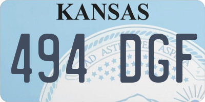 KS license plate 494DGF
