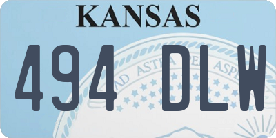 KS license plate 494DLW
