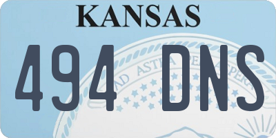 KS license plate 494DNS