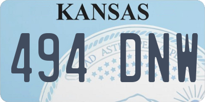 KS license plate 494DNW
