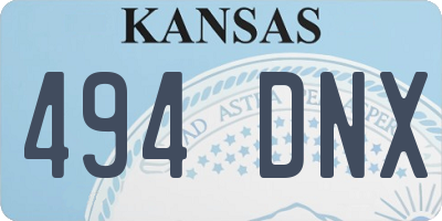 KS license plate 494DNX