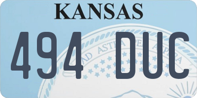 KS license plate 494DUC