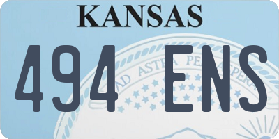 KS license plate 494ENS