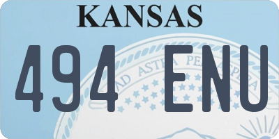 KS license plate 494ENU
