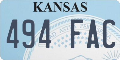 KS license plate 494FAC