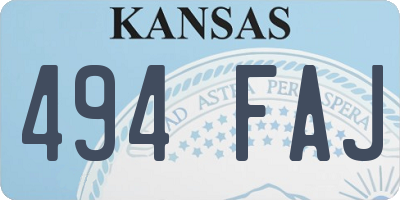 KS license plate 494FAJ