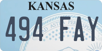 KS license plate 494FAY