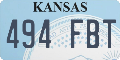 KS license plate 494FBT