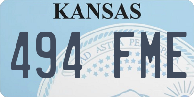 KS license plate 494FME