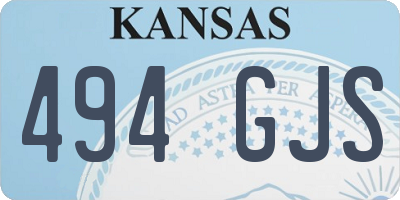 KS license plate 494GJS
