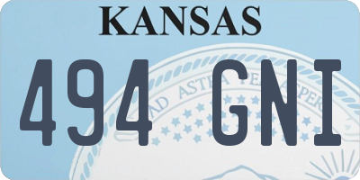 KS license plate 494GNI