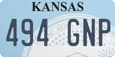 KS license plate 494GNP