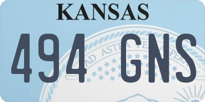 KS license plate 494GNS