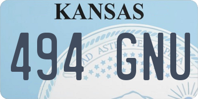 KS license plate 494GNU