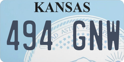 KS license plate 494GNW