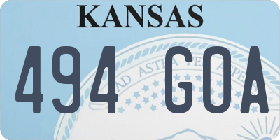 KS license plate 494GOA