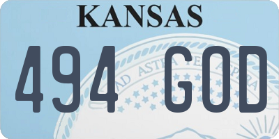 KS license plate 494GOD