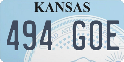KS license plate 494GOE