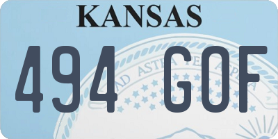 KS license plate 494GOF