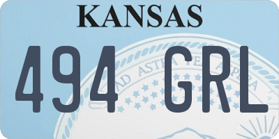 KS license plate 494GRL