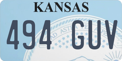 KS license plate 494GUV
