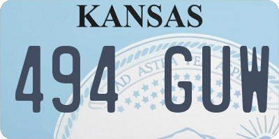 KS license plate 494GUW