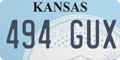 KS license plate 494GUX