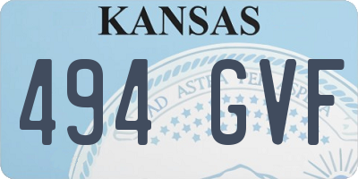 KS license plate 494GVF