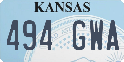 KS license plate 494GWA