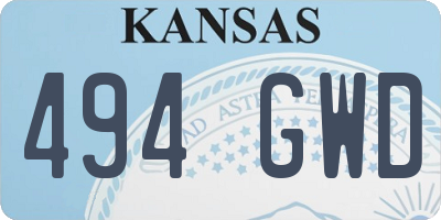 KS license plate 494GWD