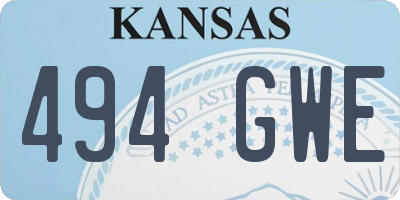 KS license plate 494GWE