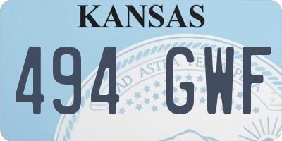 KS license plate 494GWF