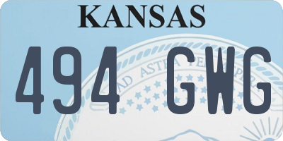 KS license plate 494GWG