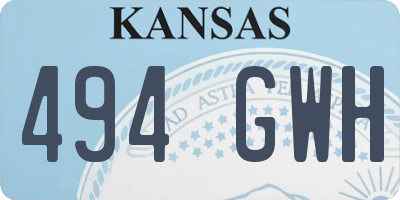 KS license plate 494GWH