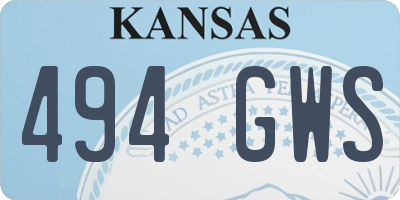 KS license plate 494GWS