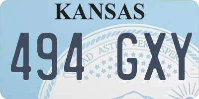 KS license plate 494GXY