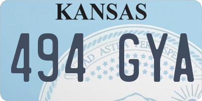 KS license plate 494GYA