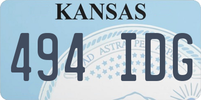 KS license plate 494IDG