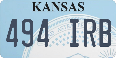 KS license plate 494IRB