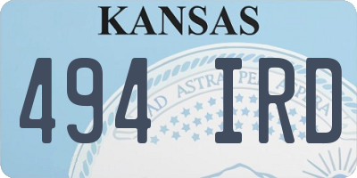 KS license plate 494IRD
