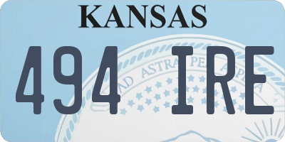 KS license plate 494IRE