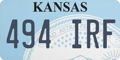 KS license plate 494IRF