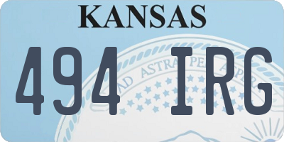 KS license plate 494IRG