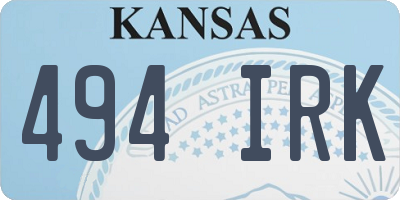KS license plate 494IRK