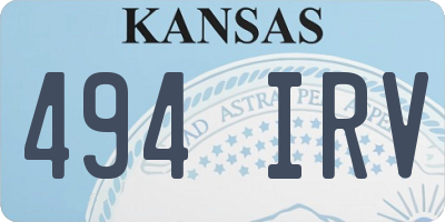 KS license plate 494IRV