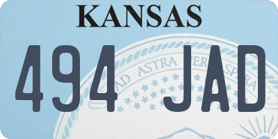 KS license plate 494JAD