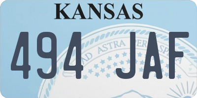 KS license plate 494JAF