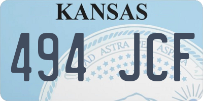 KS license plate 494JCF