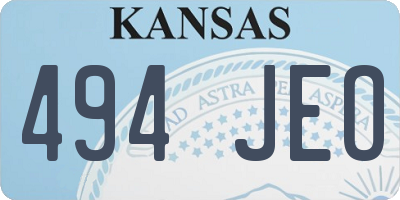 KS license plate 494JEO