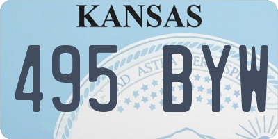 KS license plate 495BYW